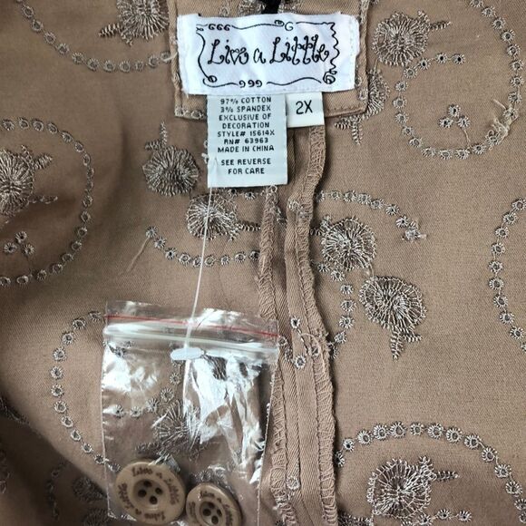 Live A Little Tan Brown Embroidered Blazer Size 2X NWT - Picture 7 of 7